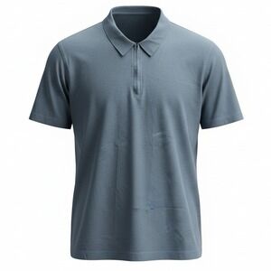 Castagne Polo Shirt Mens 2XL Blue Gray Pima Cotton Quarter Zip Short Sleeve